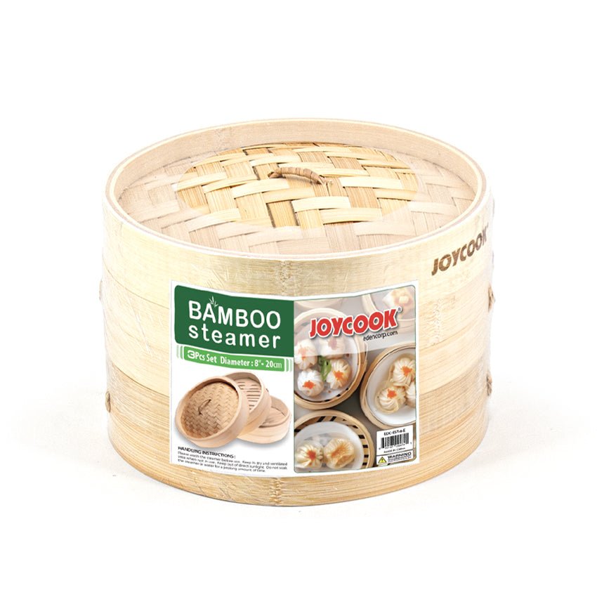 Joycook Bamboo Steamer 3 Layer 8"D - Commercial Rice Cookers