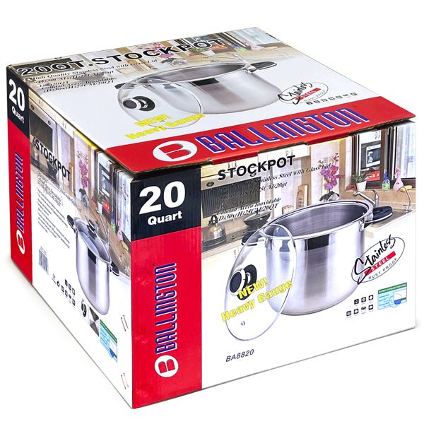 Ballington Stock Pot with Glass Lid - 20 Quart - Commercial Rice Cookers
