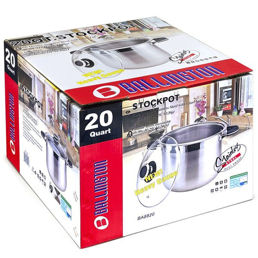 Ballington Stock Pot with Glass Lid - 20 Quart - Commercial Rice Cookers