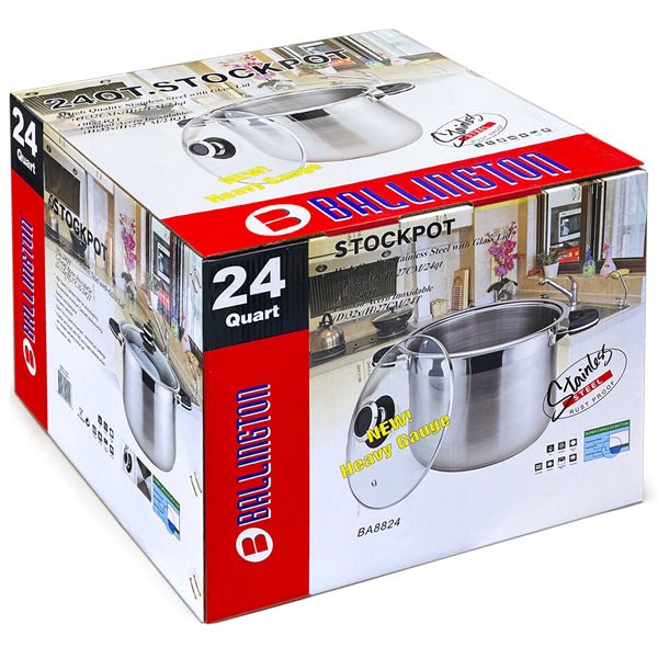 Ballington Stock Pot with Glass Lid - 24 Quart - Commercial Rice Cookers