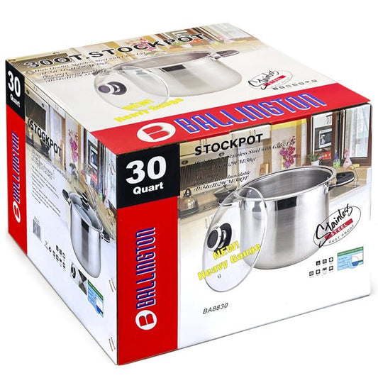 Ballington Stock Pot with Glass Lid - 30 Quart - Commercial Rice Cookers