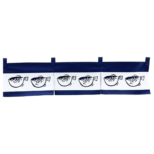 Blowfishes Noren Furoshiki Art - White (Short) - Commercial Rice Cookers