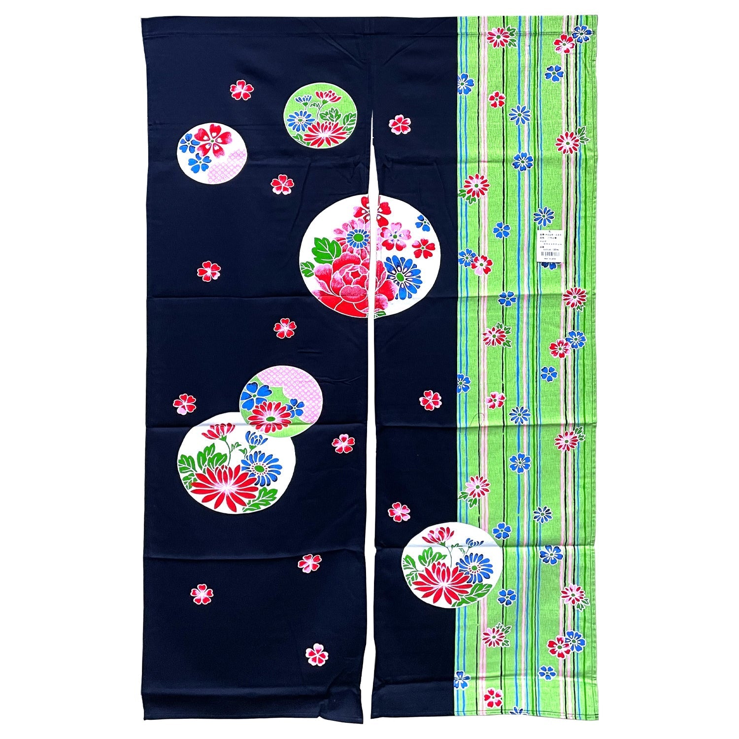 Colorful Floral Pattern Noren Furoshiki Curtain - Green - Commercial Rice Cookers