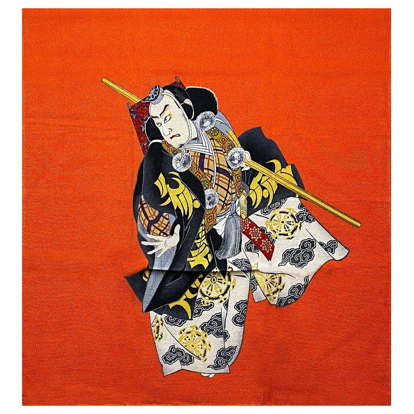 Japanese Samurai Noren Furoshiki Curtain - Orange - Commercial Rice Cookers
