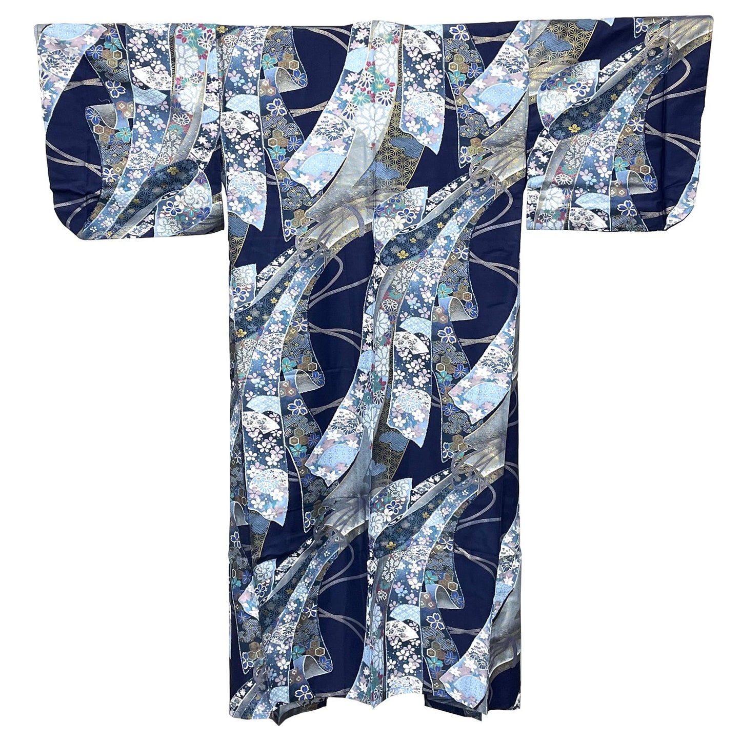 Japanese Traditional Kimono Robe - Navy Floral - Commercial Rice Cookers