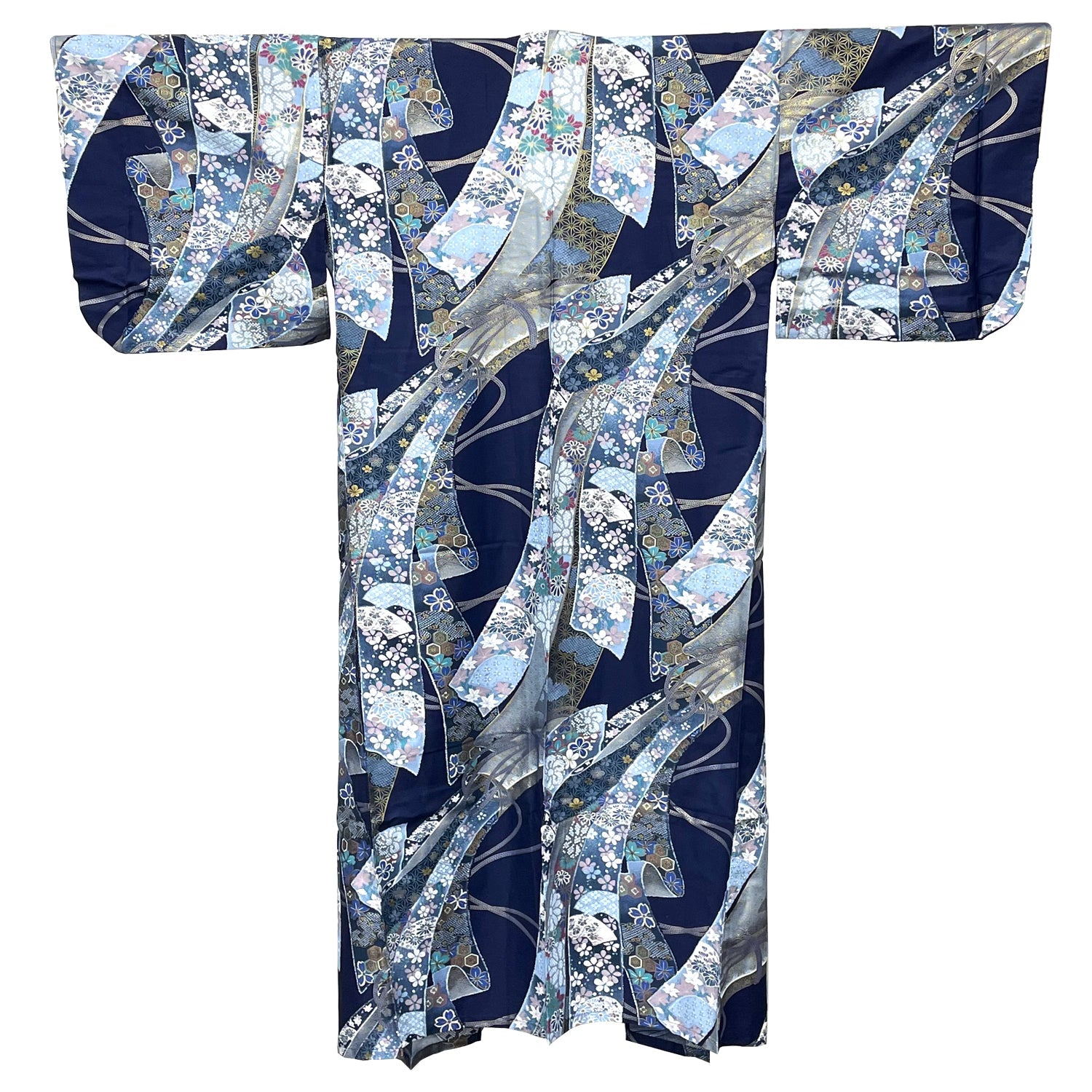 Japanese Traditional Kimono Robe - Navy Floral - Commercial Rice Cookers
