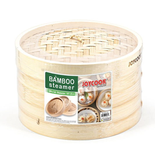 Joycook Bamboo Steamer 3 Layer 10"D - Commercial Rice Cookers