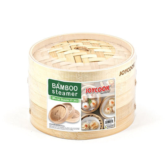 Joycook Bamboo Steamer 3 Layer 8"D - Commercial Rice Cookers