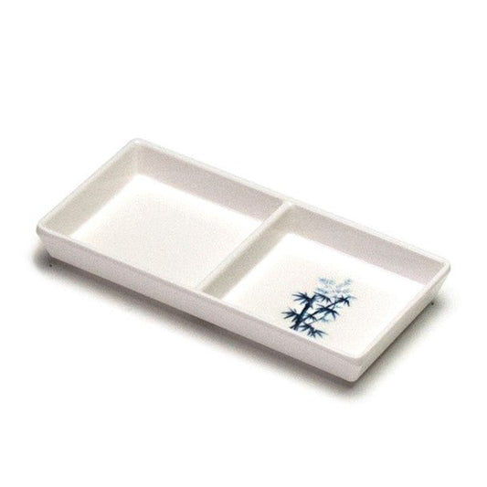 Melamine Divided Sauce Plate, 12pc (Blue Bamboo) - Commercial Rice Cookers