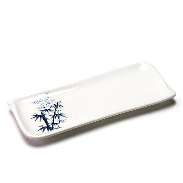 Melamine Rectangle Plate, 12pc, 10"x4" (Blue Bamboo) - Commercial Rice Cookers