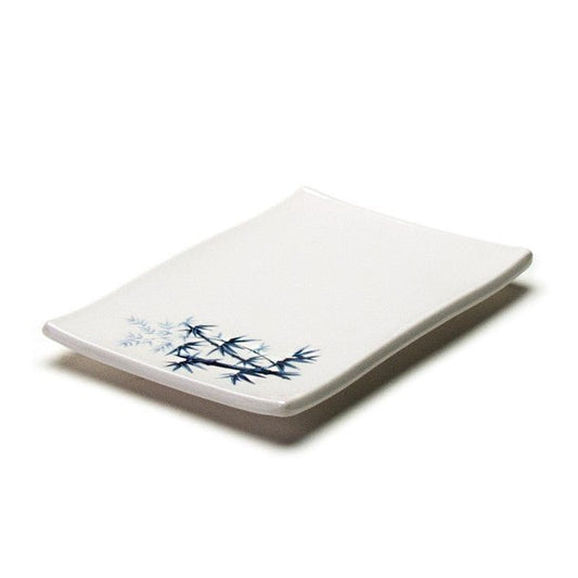 Melamine Rectangle Plate, 12pc, 8 - 3/8"x5 - 5/8" (Blue Bamboo) - Commercial Rice Cookers